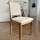 Cadeira de Madeira Maciça Estofada Marla - Natural c/ Linho Off White - Palhinha