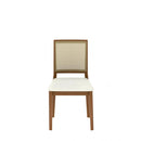 Cadeira de Madeira Maciça Estofada Marla - Natural c/ Linho Off White - Palhinha