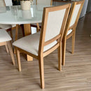 Cadeira de Madeira Maciça Estofada Marla - Natural c/ Linho Off White - Palhinha